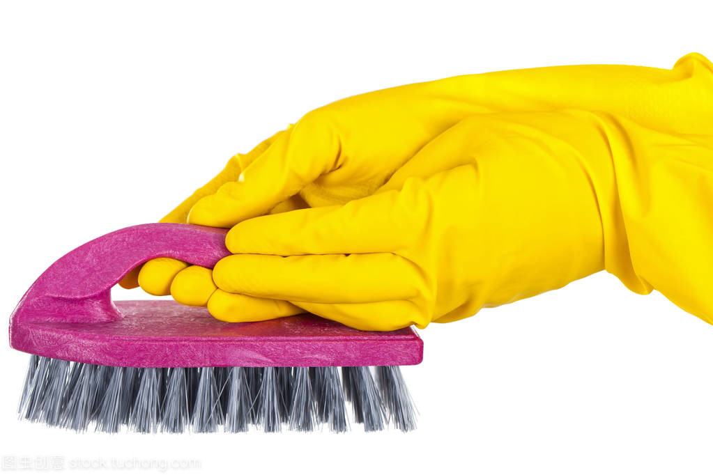 紫色清洗刷与黄色手套清洗刷 清洁工具的选择与搭配